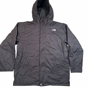The North Face Mens Grey Pinstripe Insulated Hooded Jacket A2Y8 Large